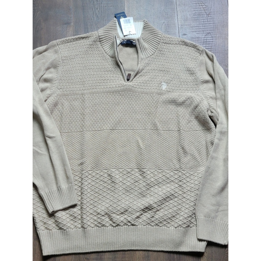 U.S. Polo Assn. Quarter Zip‎ Pullover Sweater Textured Knit XXL